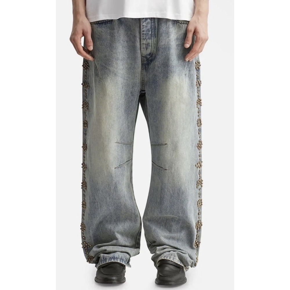 New Adidem Asterisks Men's L Rivet Chainstitch Selvedge Denim Jeans Streetwear
